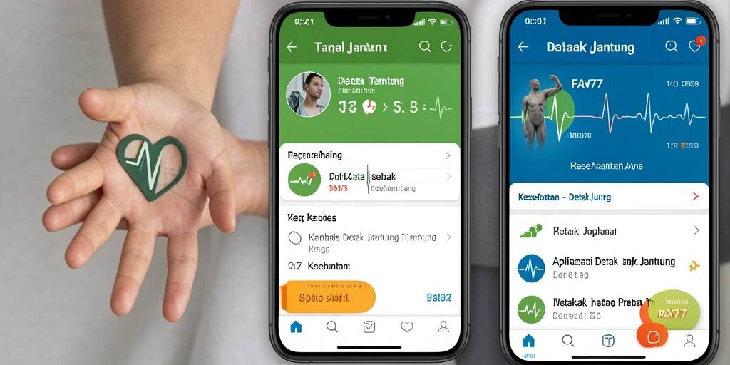 Antarmuka utama FAV77 yang menampilkan detak jantung pengguna secara real-time.