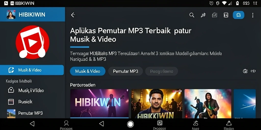 Tampilan antarmuka HIBIKIWIN yang mudah digunakan untuk Pemutar MP3.