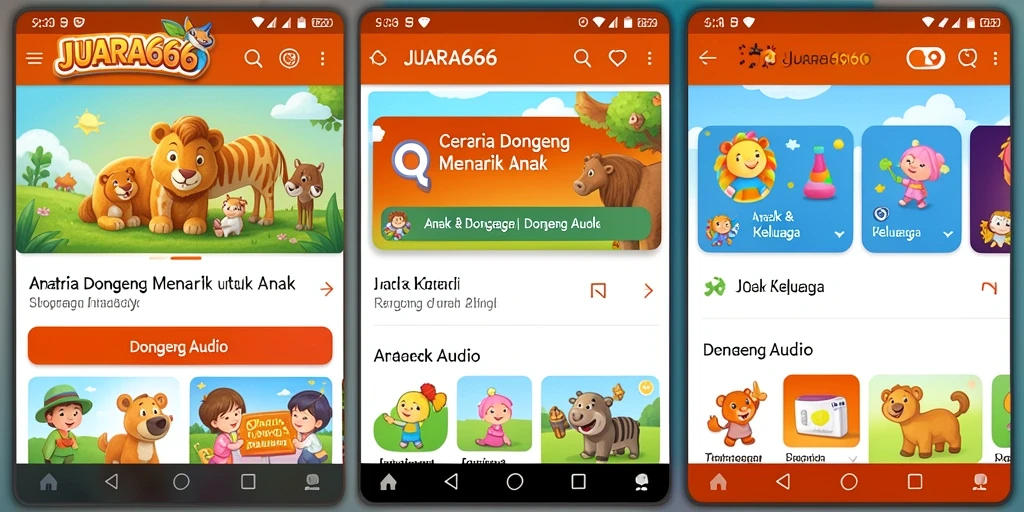 Antarmuka JUARA666 yang ramah pengguna untuk mendengarkan dongeng.