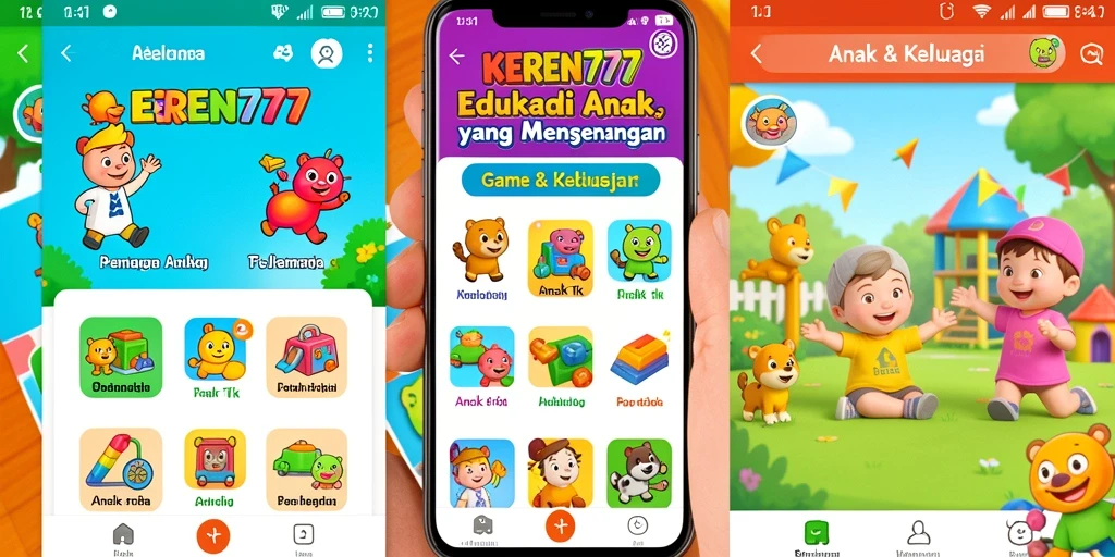 Antarmuka permainan edukatif anak yang cerah dan interaktif.