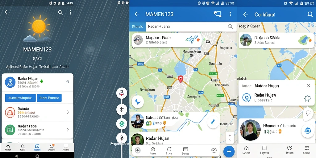 Tampilan antarmuka aplikasi MAMEN123 dengan fitur Radar Hujan.
