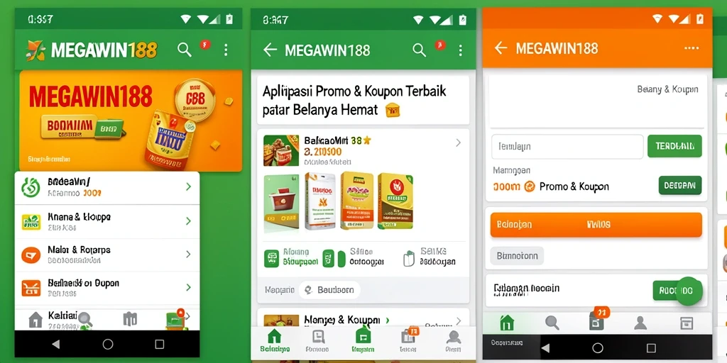 Tampilan antarmuka pengguna MEGAWIN188 dengan berbagai fitur promo.