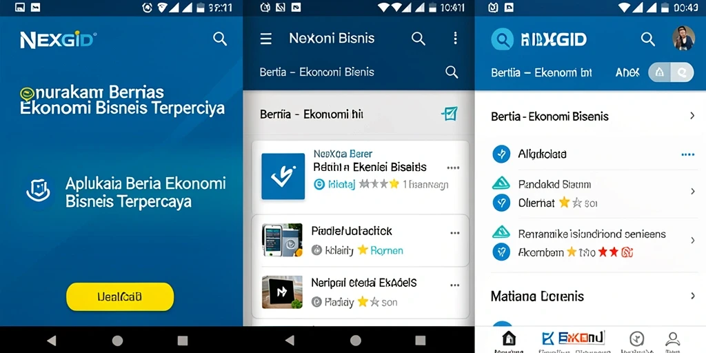 Antarmuka aplikasi NEXGID untuk berita Ekonomi Bisnis yang informatif.