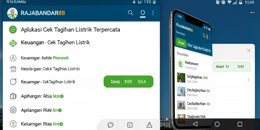 Antarmuka aplikasi RAJABANDAR88 untuk cek tagihan listrik.
