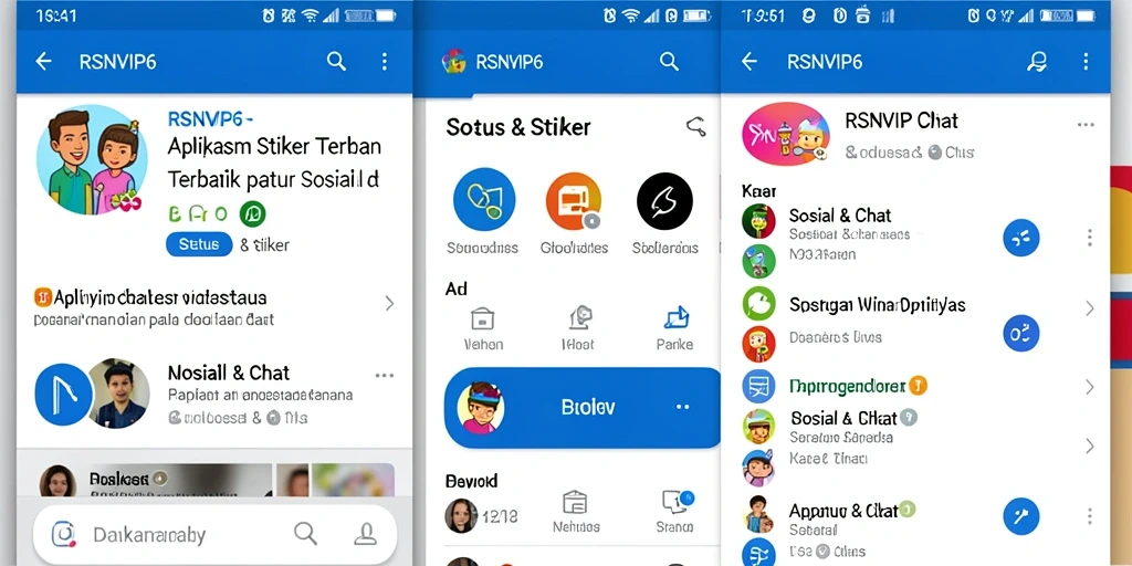 Tampilan antarmuka aplikasi RSNVIP6 dengan variasi stiker menarik.